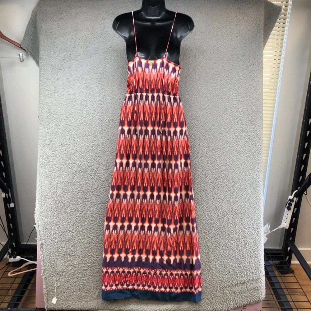 ViX Paula Hermanny Maxi Dress Womens Small Red‎ Purple Ikat Abstract Resort